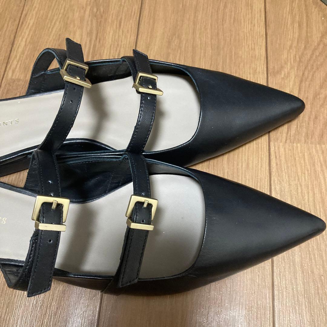新品未使用【ALL SAINTS】ベルトフラットパンプス ブラック 38
