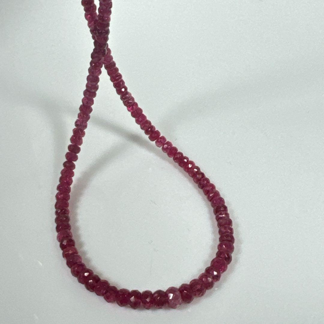 レッドスピネルネックレスボタンカットシルバーアジャスター5センチ