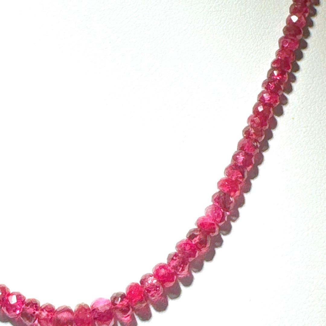 レッドスピネルネックレスボタンカットシルバーアジャスター5センチ