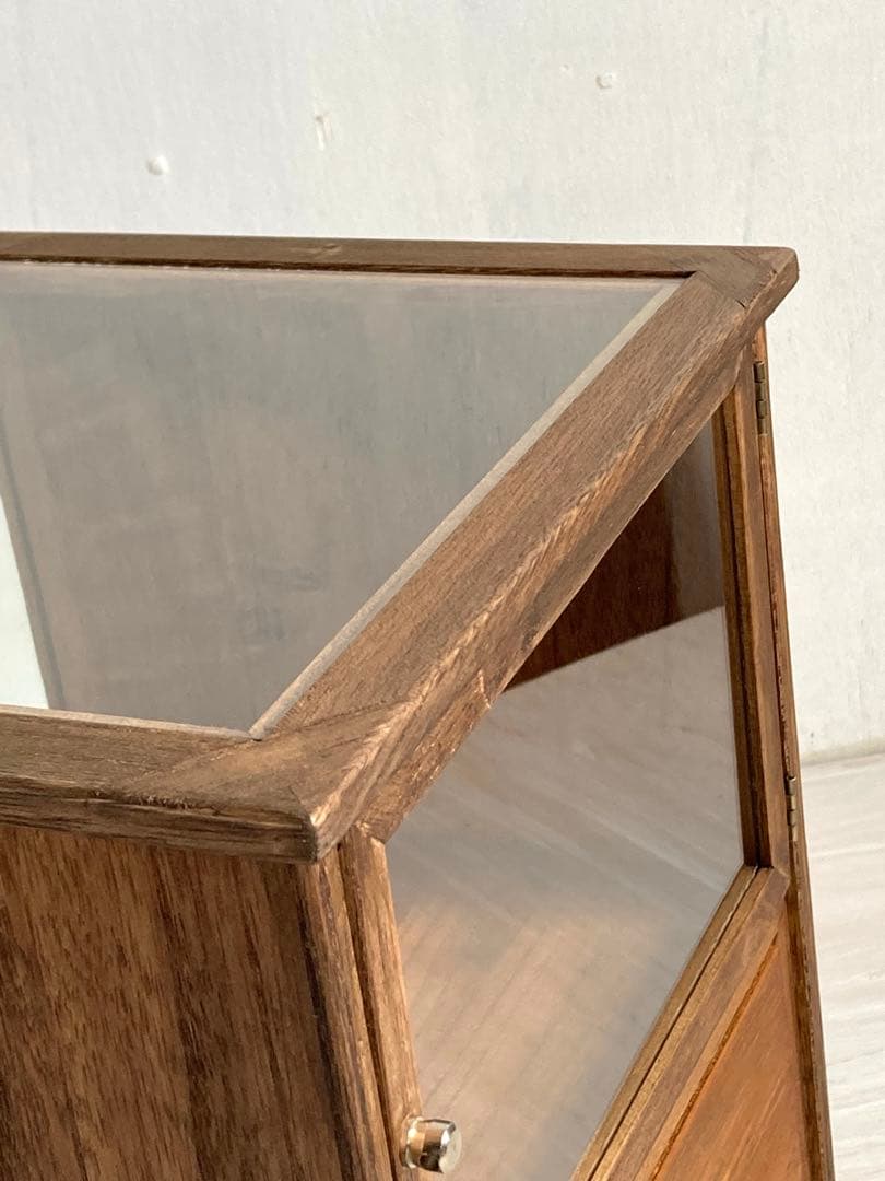 木製ガラスケース 引き出し付き 卓上 ショーケース 小物入れ