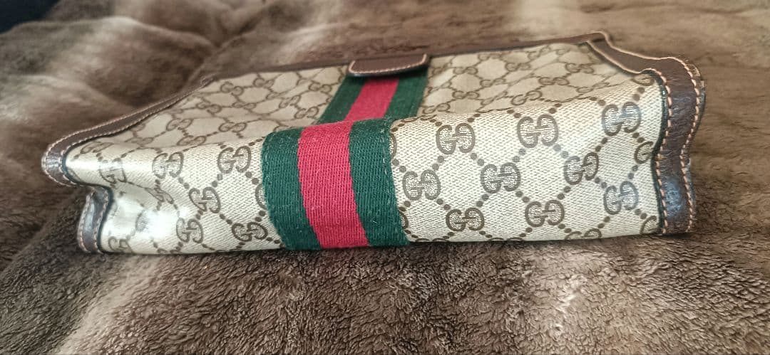 GUCCI シェリーライン クラッチバッグ レザー PVC GG セカンドバッグ