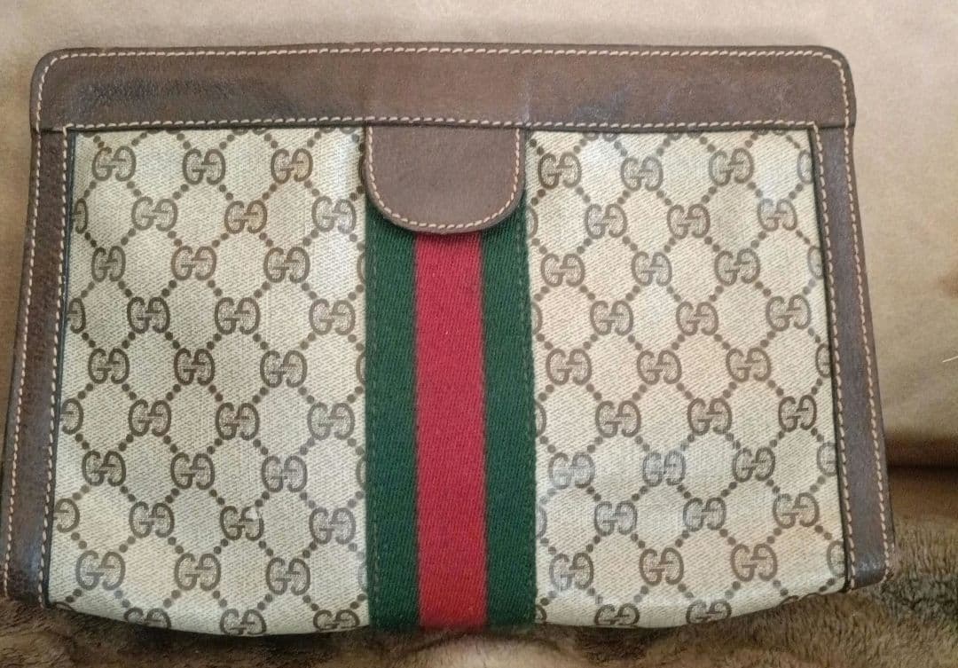GUCCI シェリーライン クラッチバッグ レザー PVC GG セカンドバッグ