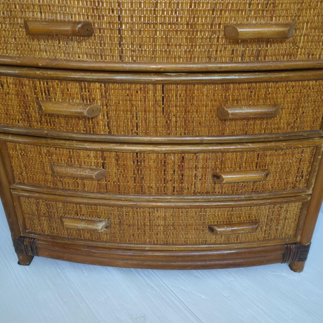 古家具◾️ナチュラル天然素材 5杯 籐ラタンチェスト/ 整理棚