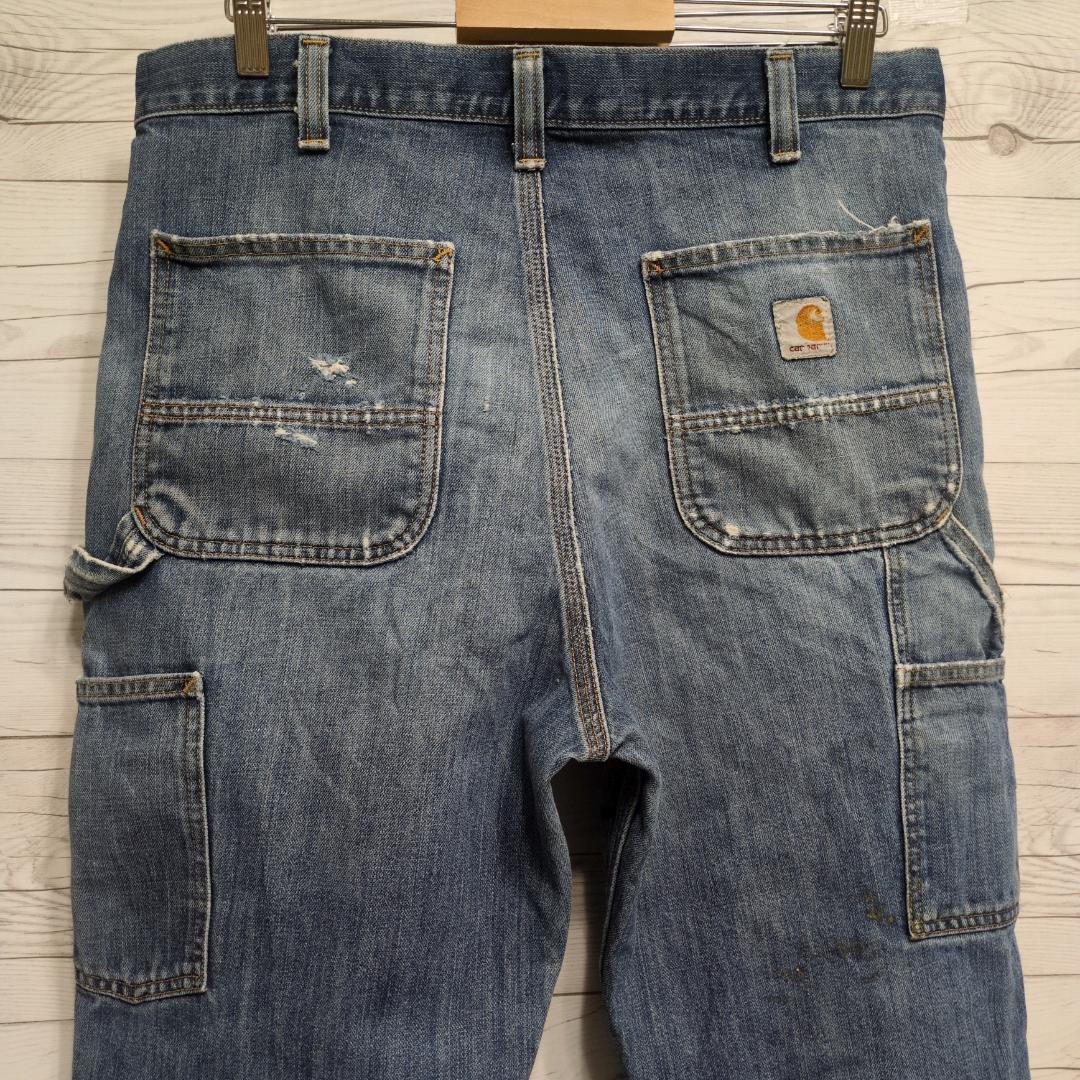 雰囲気抜群✨カーハートダブルニー ペインターパンツ デニム W36 ボロフェード