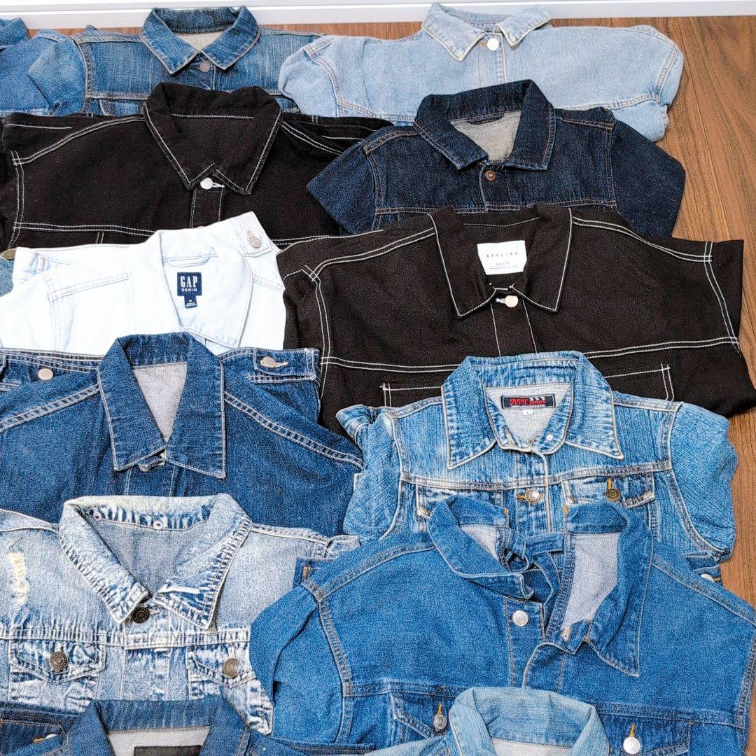 専用Ｇジャン デニムジャケット35着まとめ売りリメイク素材 リペア生地 パッチ