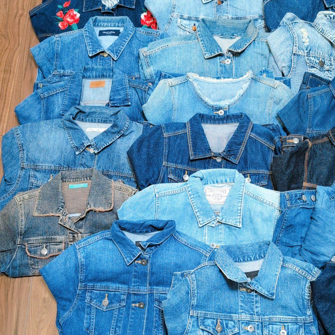 専用Ｇジャン デニムジャケット35着まとめ売りリメイク素材 リペア生地 パッチ