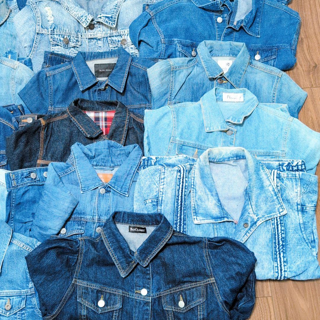 専用Ｇジャン デニムジャケット35着まとめ売りリメイク素材 リペア生地 パッチ