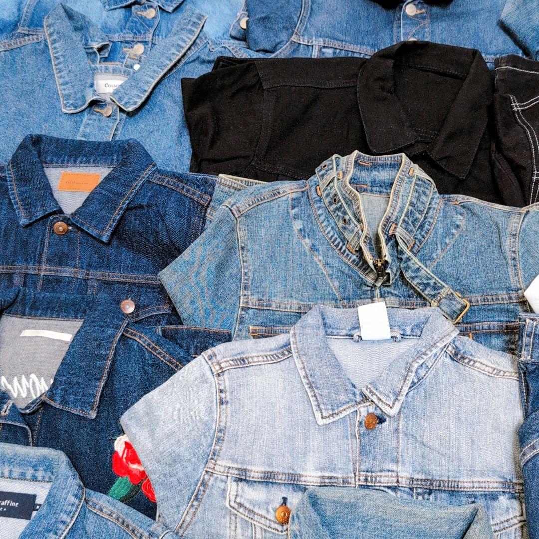 専用Ｇジャン デニムジャケット35着まとめ売りリメイク素材 リペア生地 パッチ