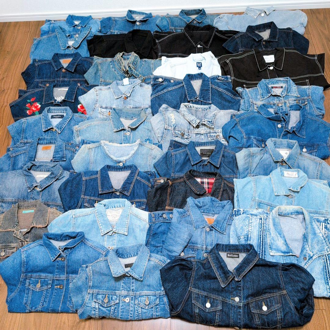 専用Ｇジャン デニムジャケット35着まとめ売りリメイク素材 リペア生地 パッチ