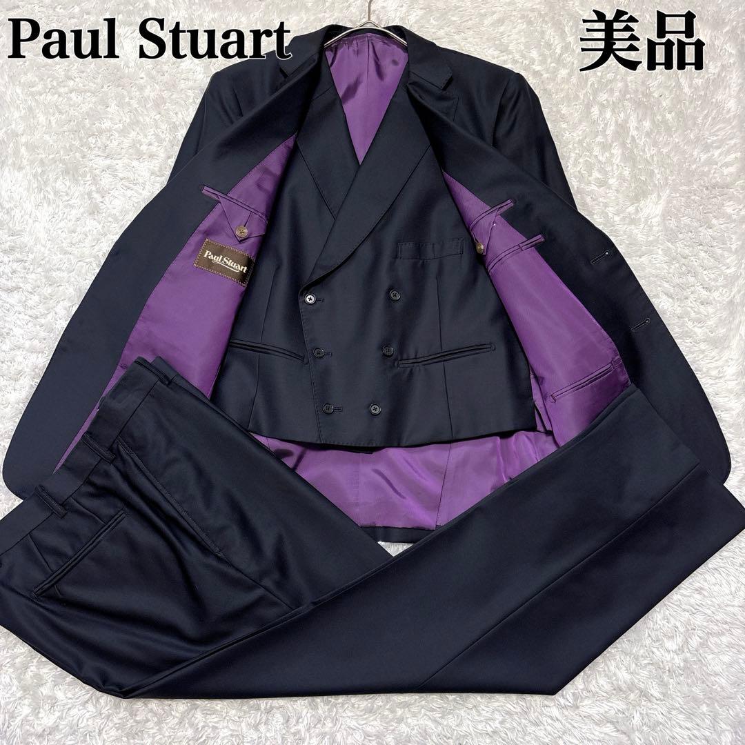 外装美品✨ポールスチュアート ビジネススーツ スリーピース 光沢 黒 総裏