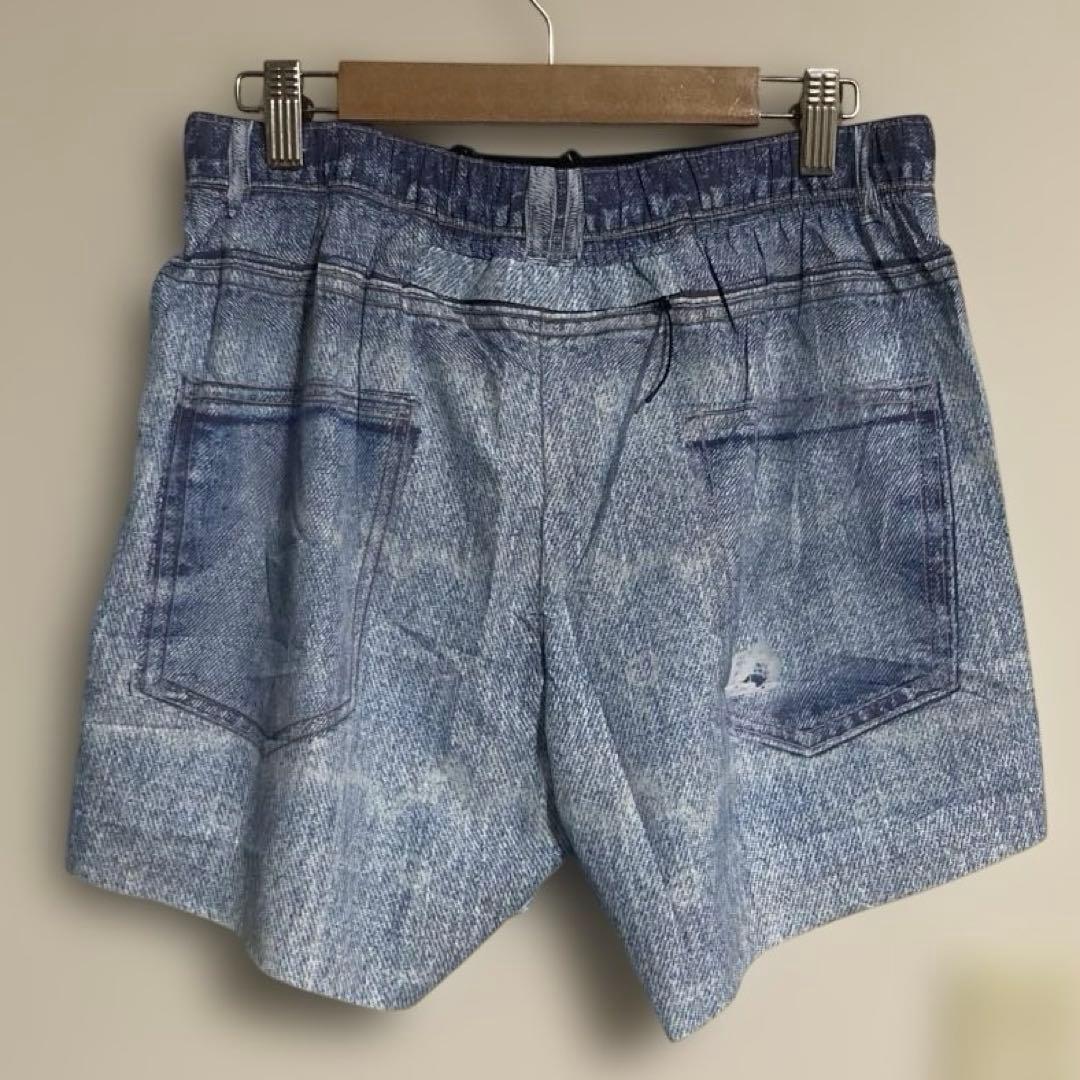 satisfy / ピースシェル デニム転写ランニングショーツ Mサイズ