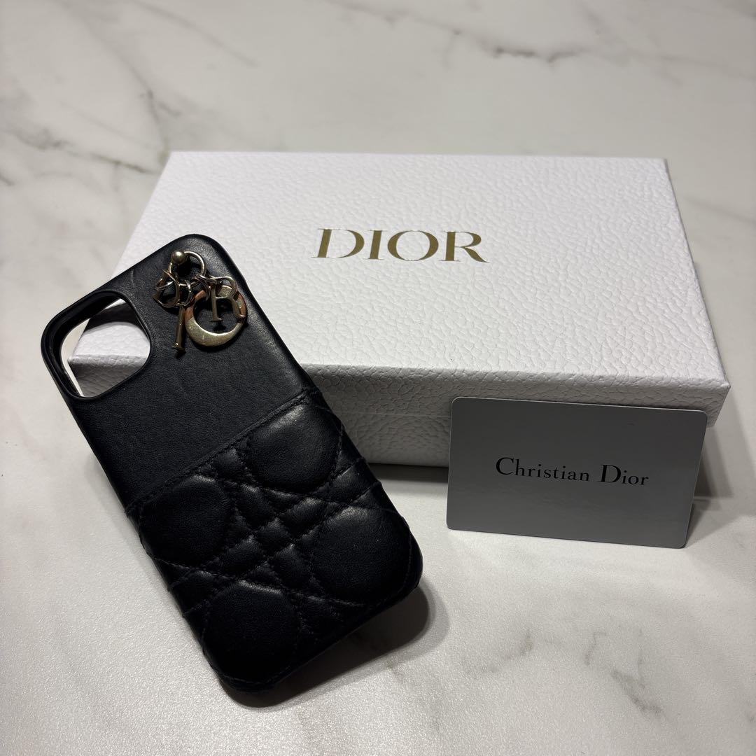 ［正規品］Dior ディオール　iPhone14ケース　キルティングレザー 黒
