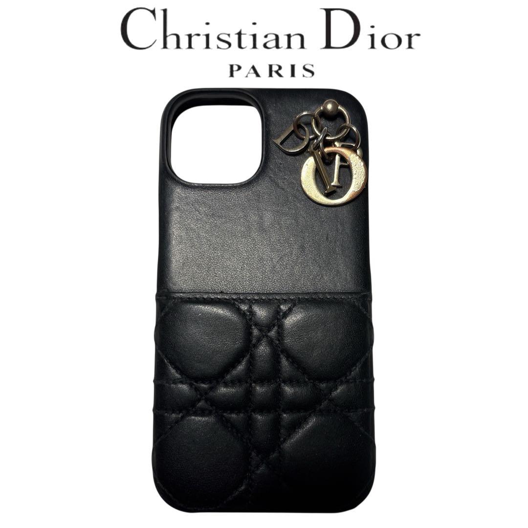 ［正規品］Dior ディオール　iPhone14ケース　キルティングレザー 黒