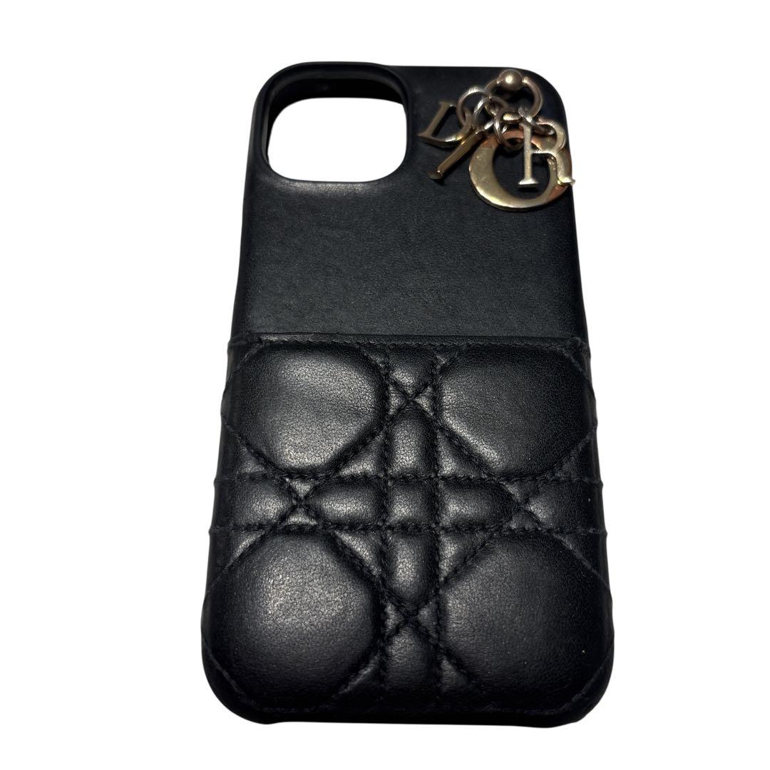 ［正規品］Dior ディオール　iPhone14ケース　キルティングレザー 黒