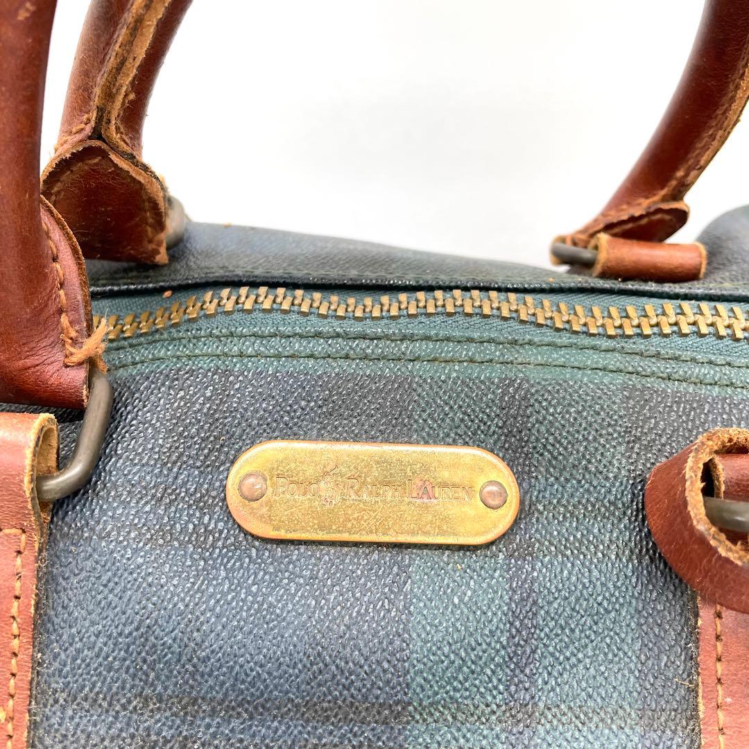 【美品】ポロラルフローレン　2way ボストンバッグ　チェック柄　PVC 大容量