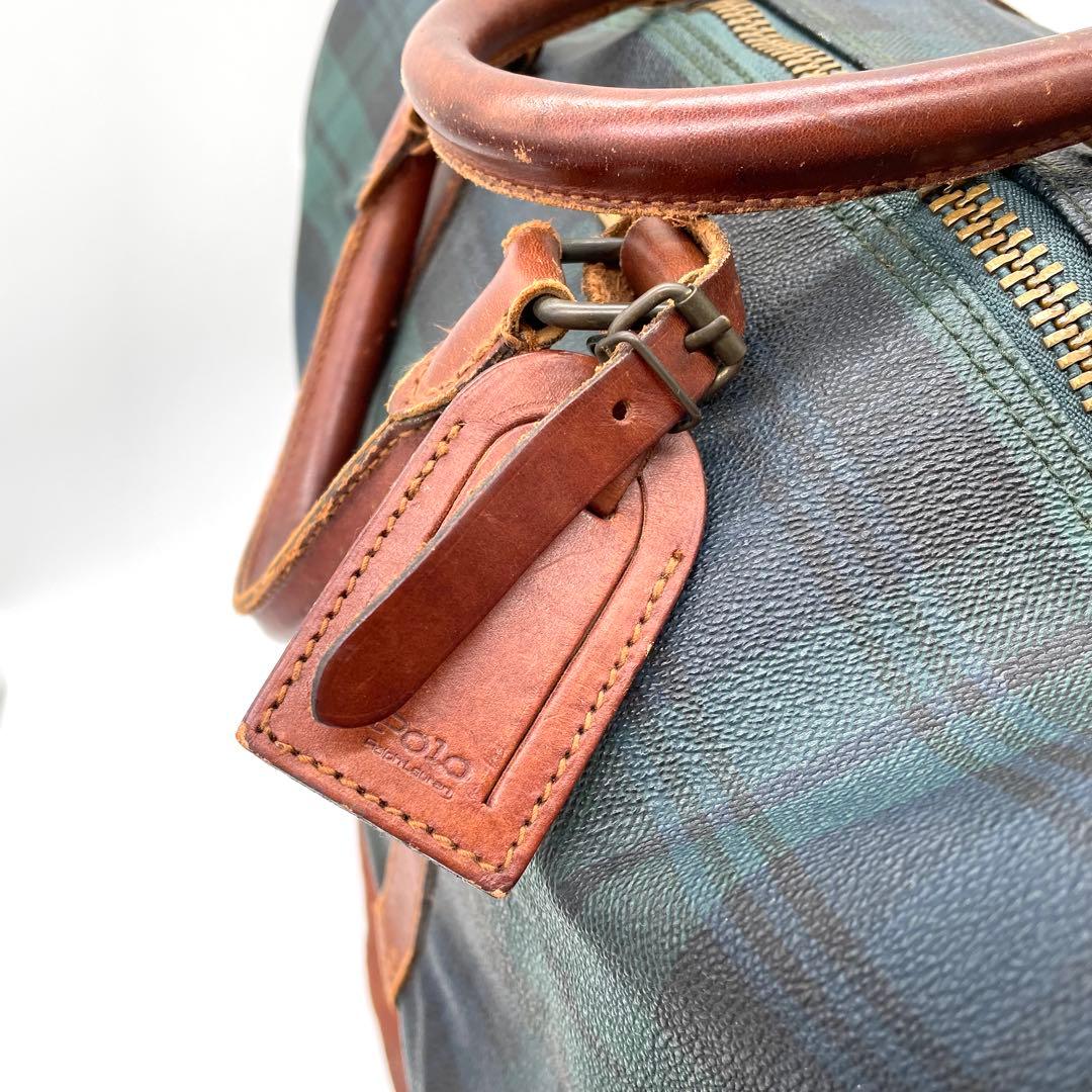 【美品】ポロラルフローレン　2way ボストンバッグ　チェック柄　PVC 大容量