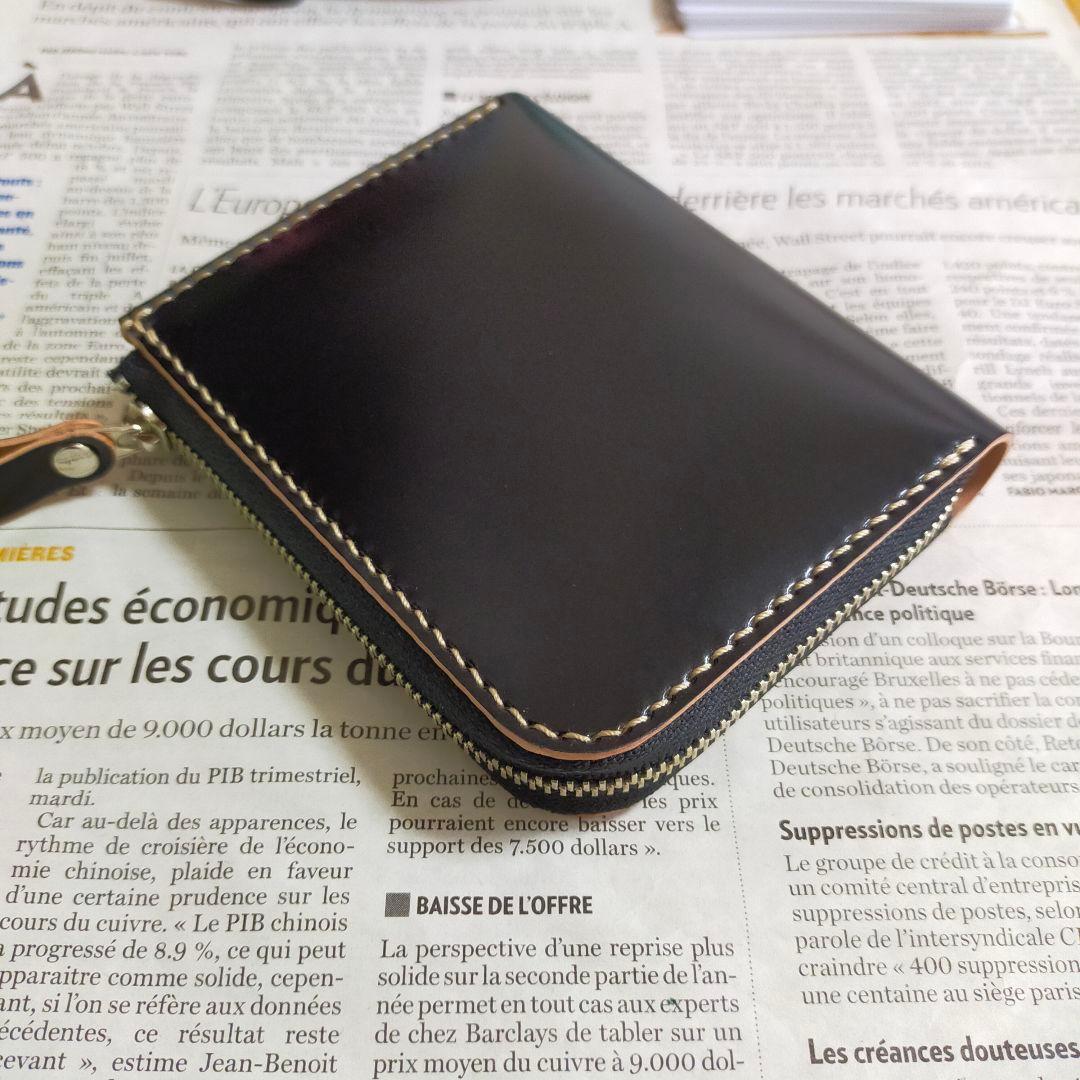 【ノリ】コードバン　L字ファスナーウォレット　コンパクト