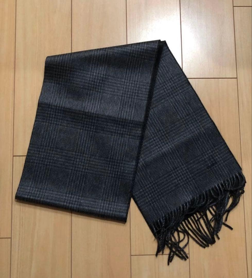 く*う様 【極美品】dunhill カシミヤ100%ダークグレー チェック柄 マ