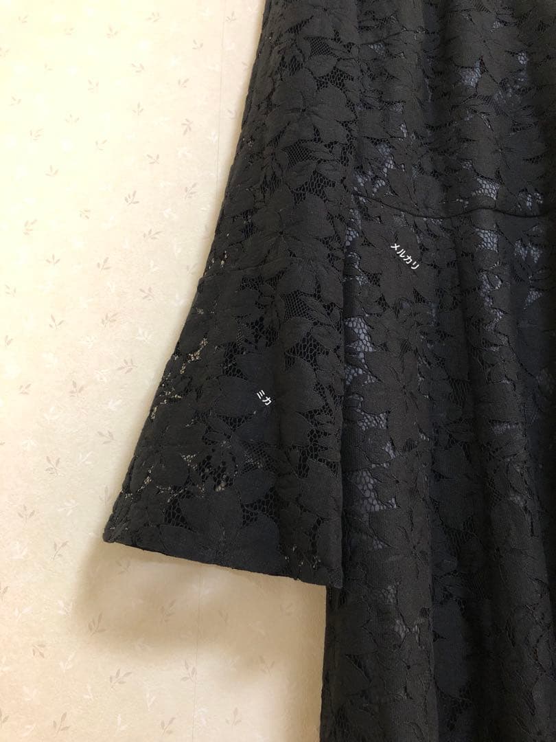 新品⚫️フレアースリーブレースドレス　kaene ブラック　カエン　Mサイズ