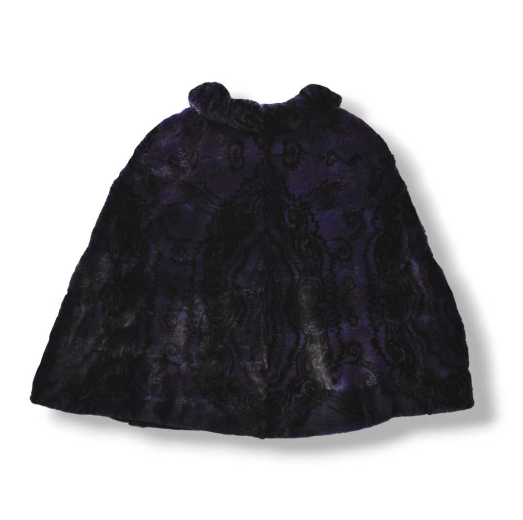 おまとめ割り　【高級】 シェアードミンク ケープ ポンチョ パープル 総柄裏地♪