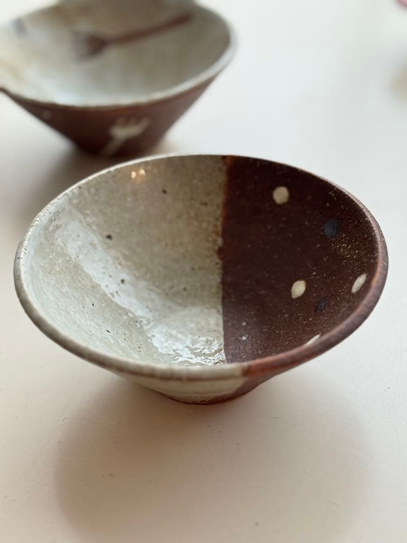 【未使用】岡崎順子さん 小鉢2個セット カトラリー柄 ドット柄