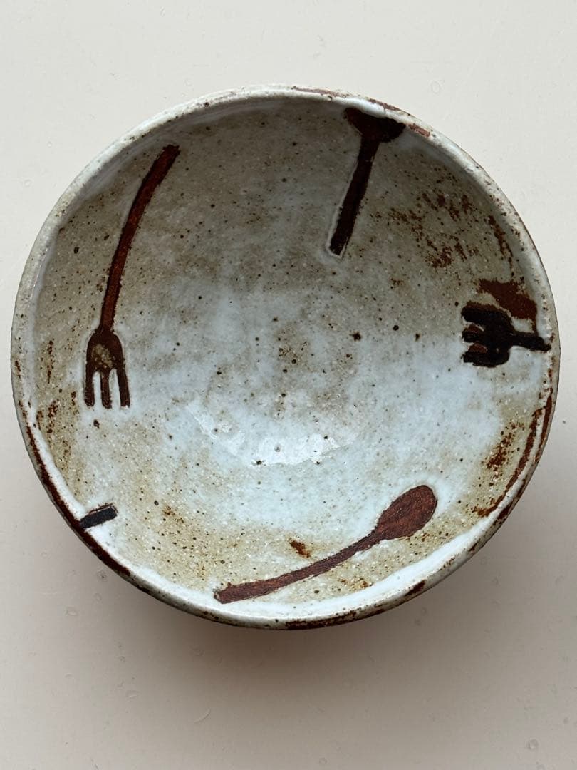 【未使用】岡崎順子さん 小鉢2個セット カトラリー柄 ドット柄