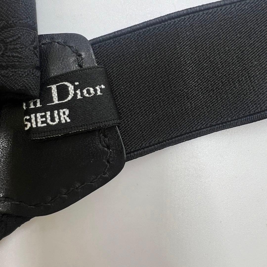 希少　クリスチャンディオール　サスペンダー　黒　Y型　ペイズリー　ボタンタブ式
