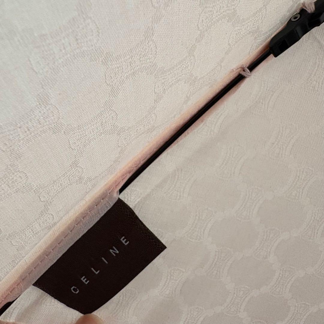 セリーヌ　ピンク レース模様 折りたたみ日傘