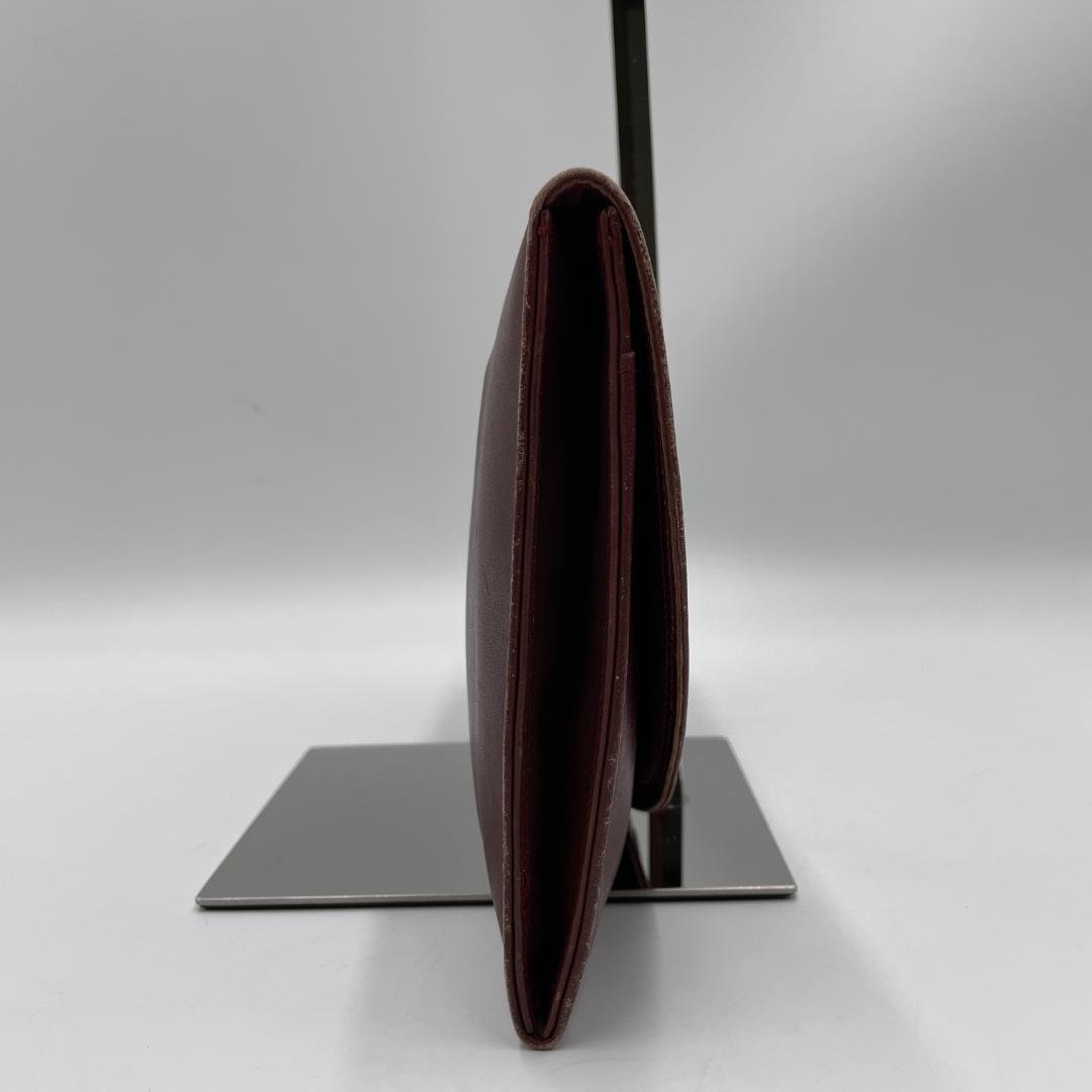 良品 Cartier クラッチバッグ レザー ボルドー マストライン