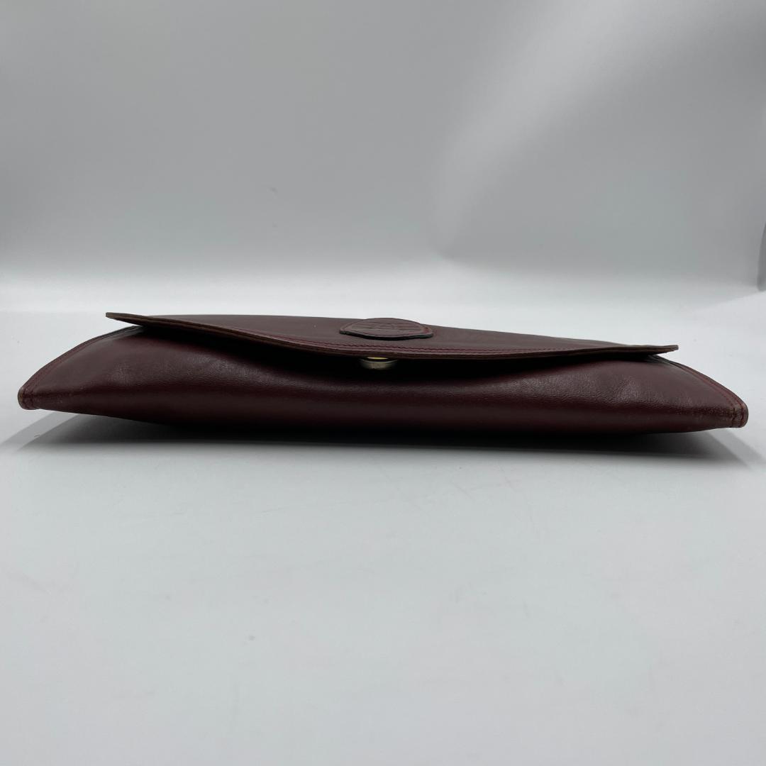 良品 Cartier クラッチバッグ レザー ボルドー マストライン