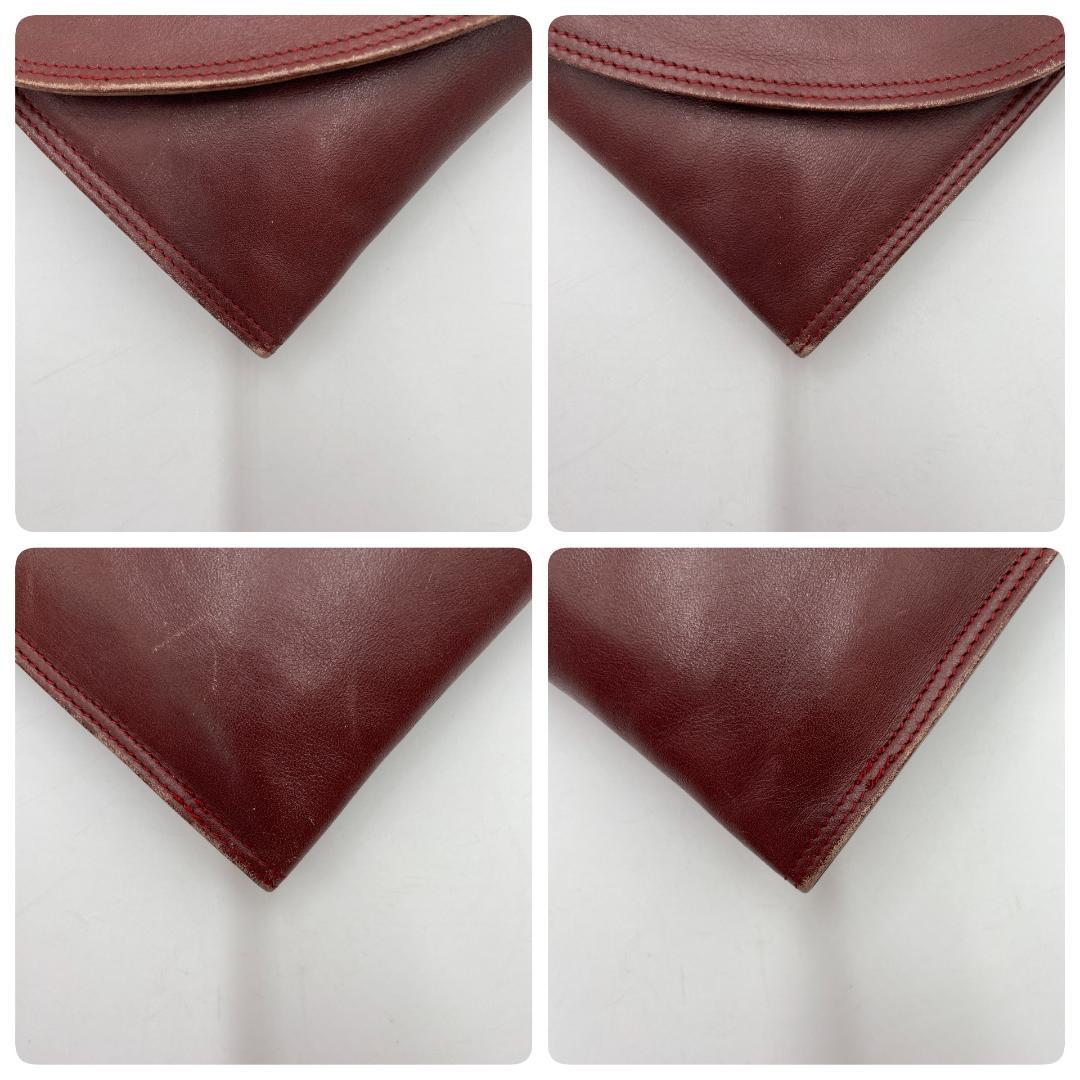 良品 Cartier クラッチバッグ レザー ボルドー マストライン