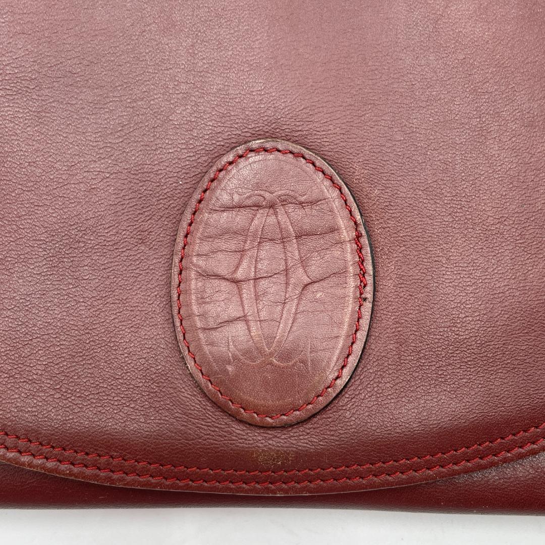 良品 Cartier クラッチバッグ レザー ボルドー マストライン