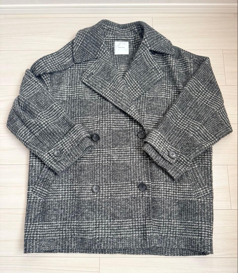 Spick and Span Wスライバーチェックハーフコート ブラック 34