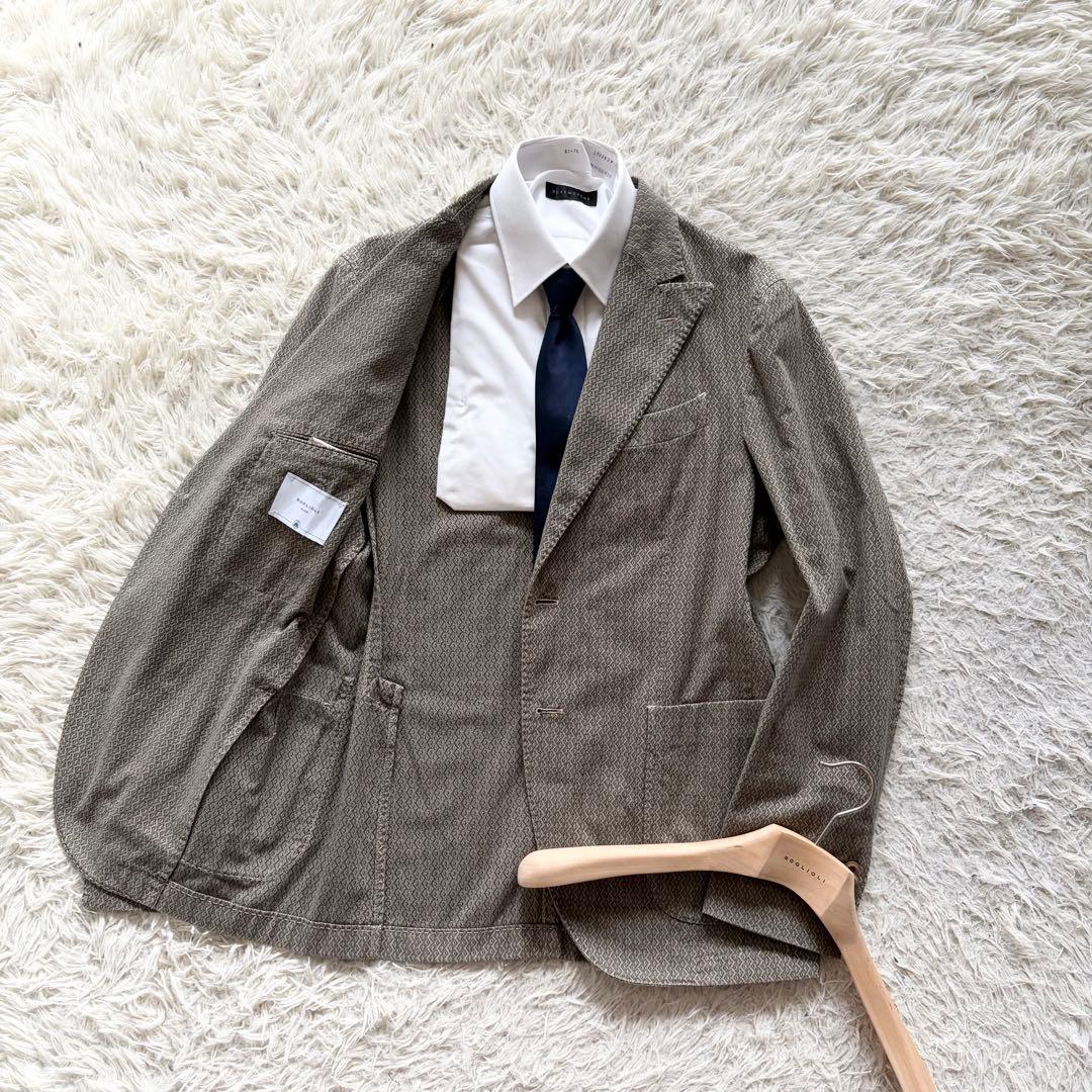 <美品>BOGLIOLI COAT 最新ロゴ 総柄 コットン ジャケット 48