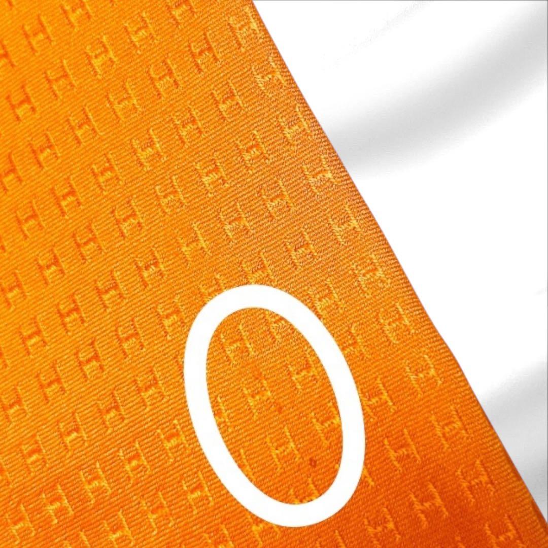 【美品】HERMES ネクタイ H柄 ファソネ ジャガード オレンジ フランス製