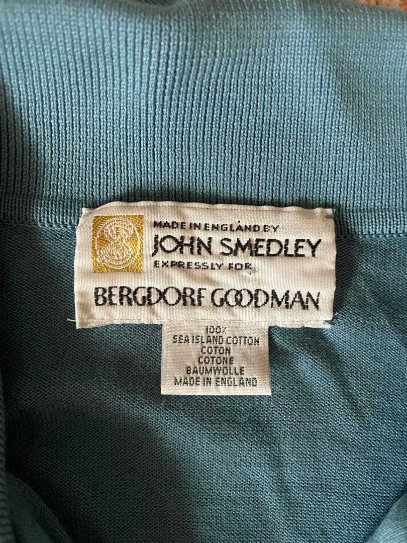 JOHN SMEDLEY 長袖ポロシャツXL ブルー ENGLAND