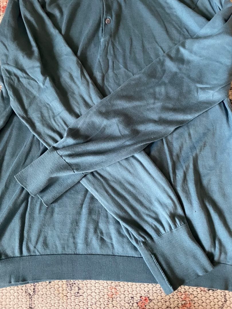 JOHN SMEDLEY 長袖ポロシャツXL ブルー ENGLAND