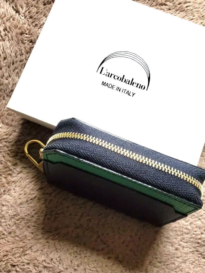 L'arcobaleno ラルコバレーノ レザーキーケース ブラック/グリーン