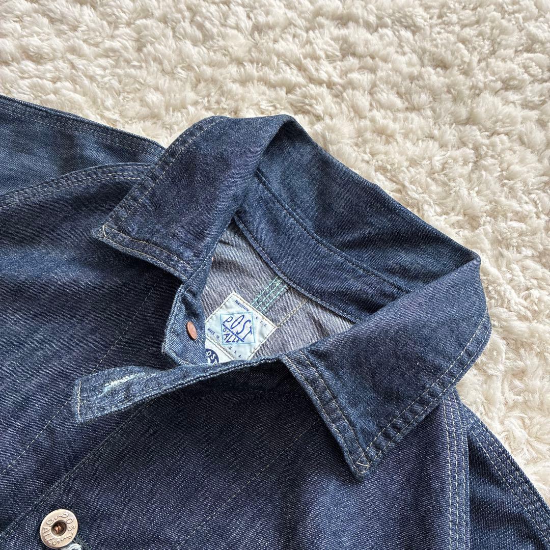 美品濃紺USA製POST OVERALLS デニムカバーオール M エンジニア