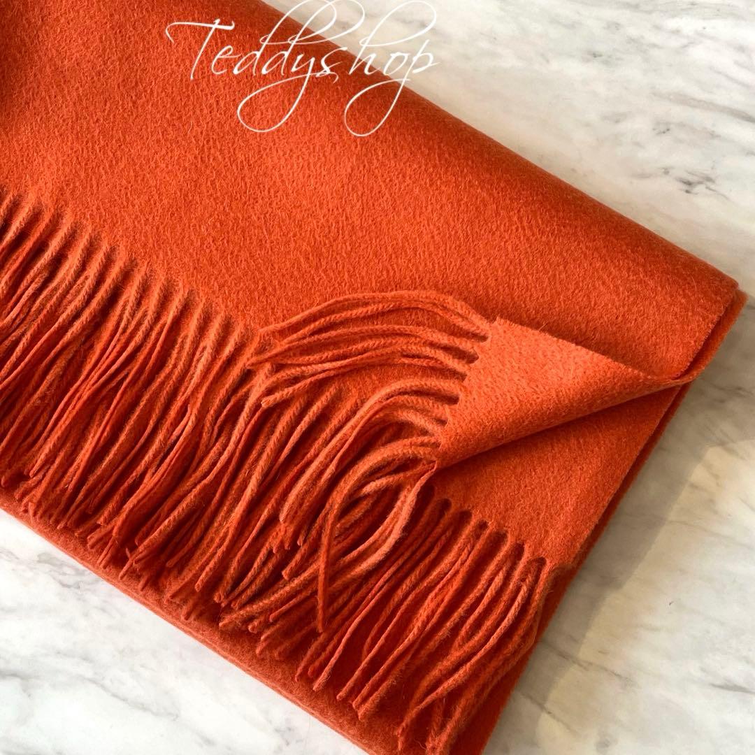 極上カシミヤ100%☆大判 ストール☆ オレンジ