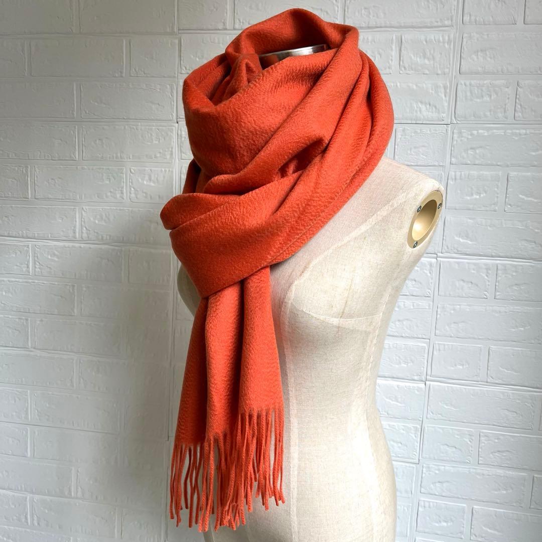 極上カシミヤ100%☆大判 ストール☆ オレンジ