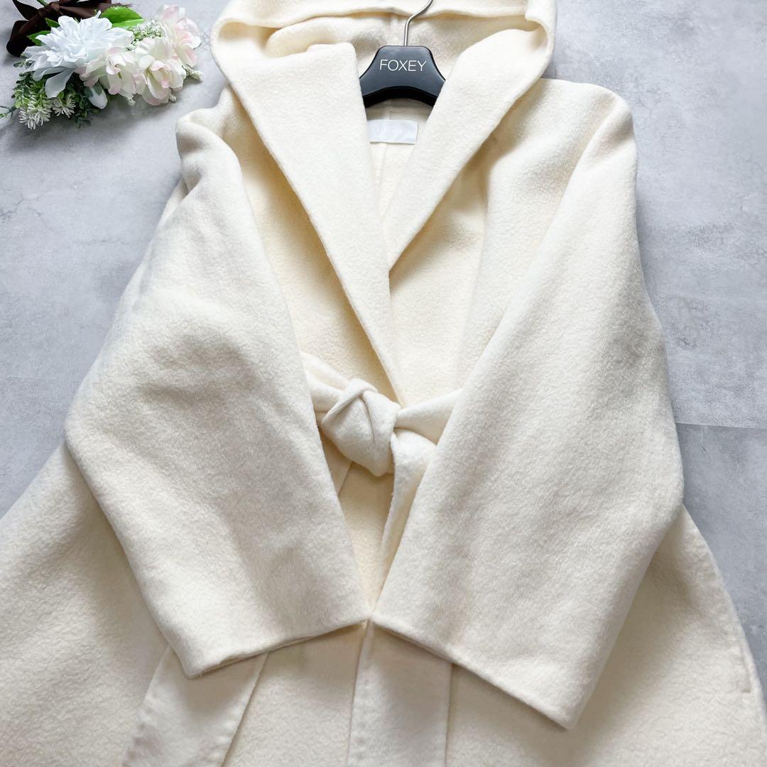 高級感✨セルフォード ロングコート フード リバーコート アイボリー 36 S