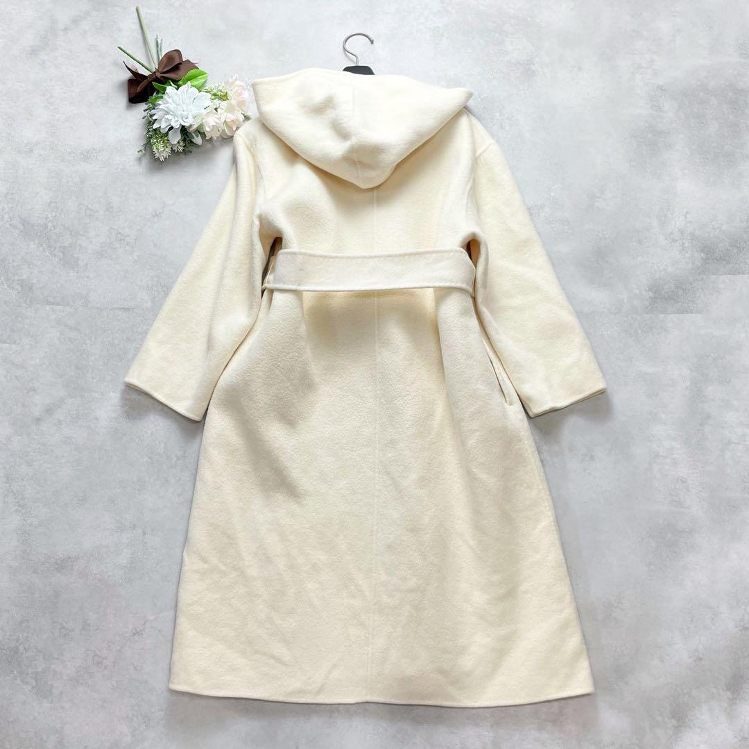 高級感✨セルフォード ロングコート フード リバーコート アイボリー 36 S