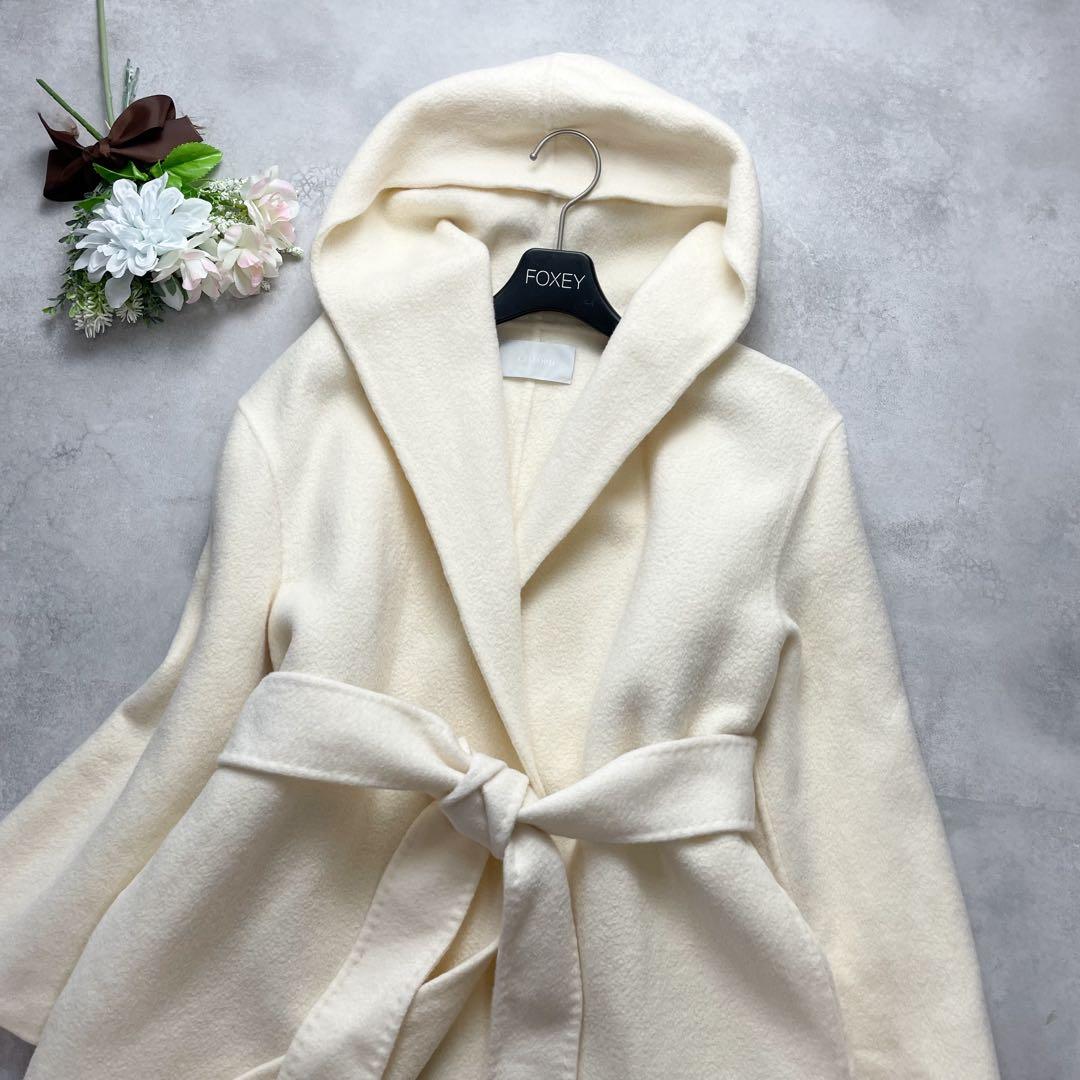 高級感✨セルフォード ロングコート フード リバーコート アイボリー 36 S