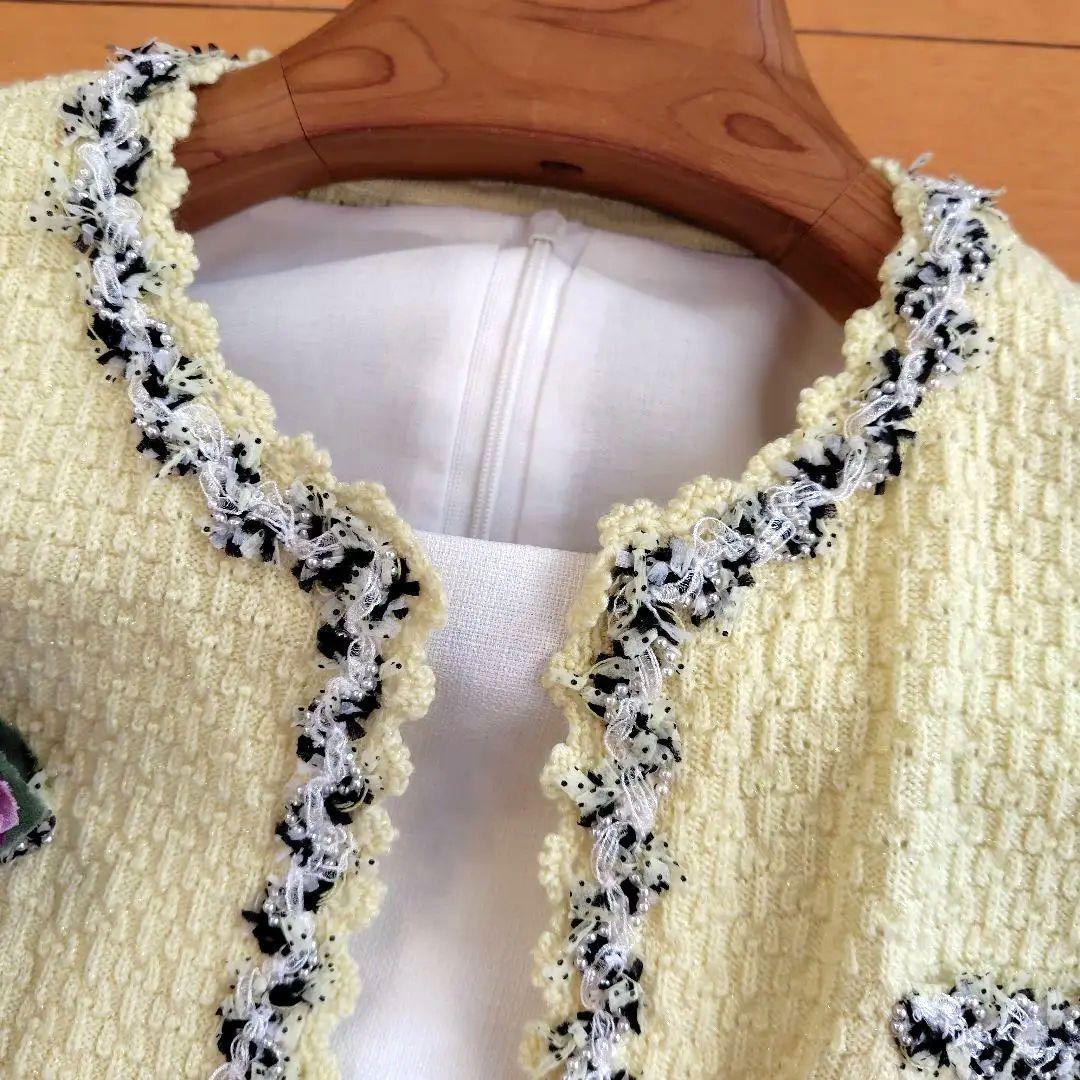 レリアン イエロー ノーカラージャケット9M