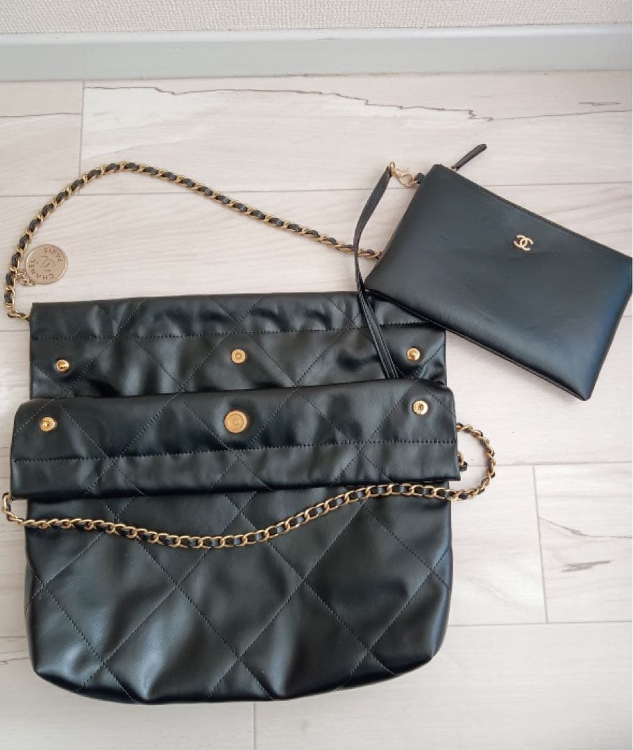 CHANEL キルティングレザークラッチバッグ チェーンストラップ シャネル