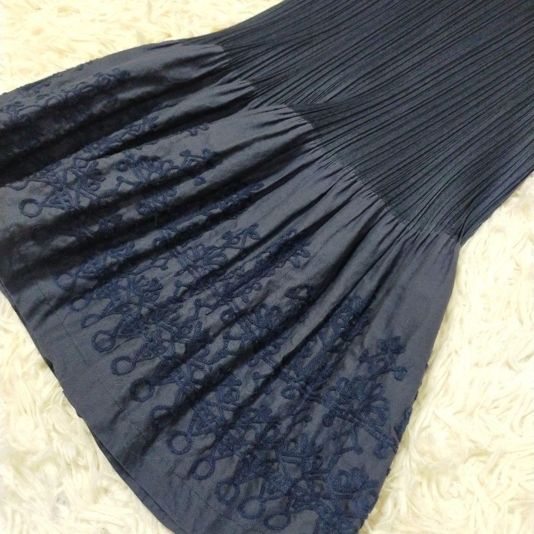 PLEATSPLEASE ドッキング 刺繍 チュニック ワンピース ノースリ