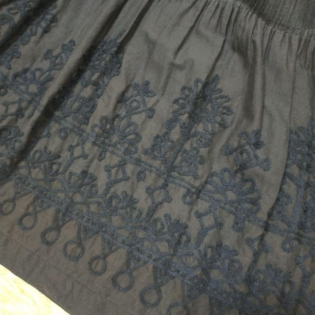 PLEATSPLEASE ドッキング 刺繍 チュニック ワンピース ノースリ