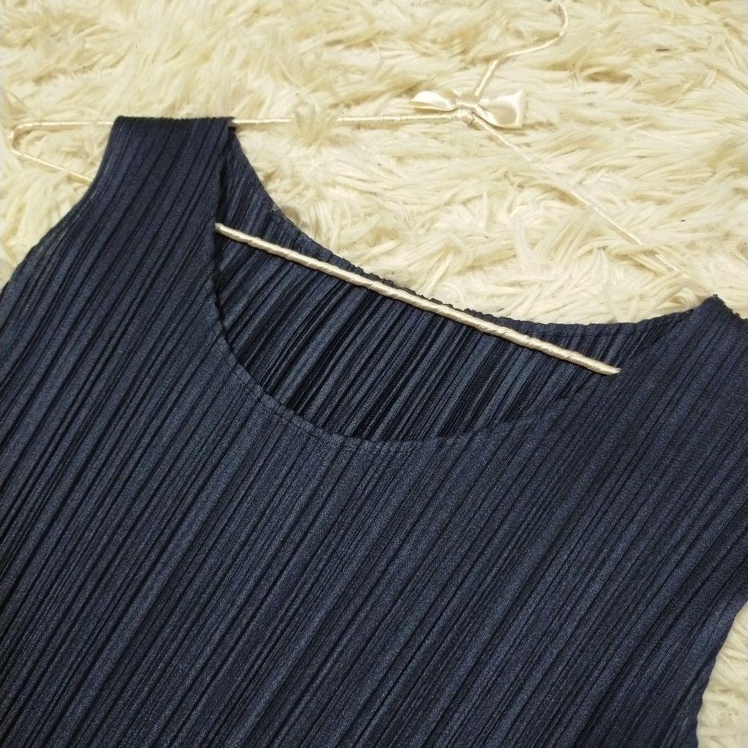 PLEATSPLEASE ドッキング 刺繍 チュニック ワンピース ノースリ