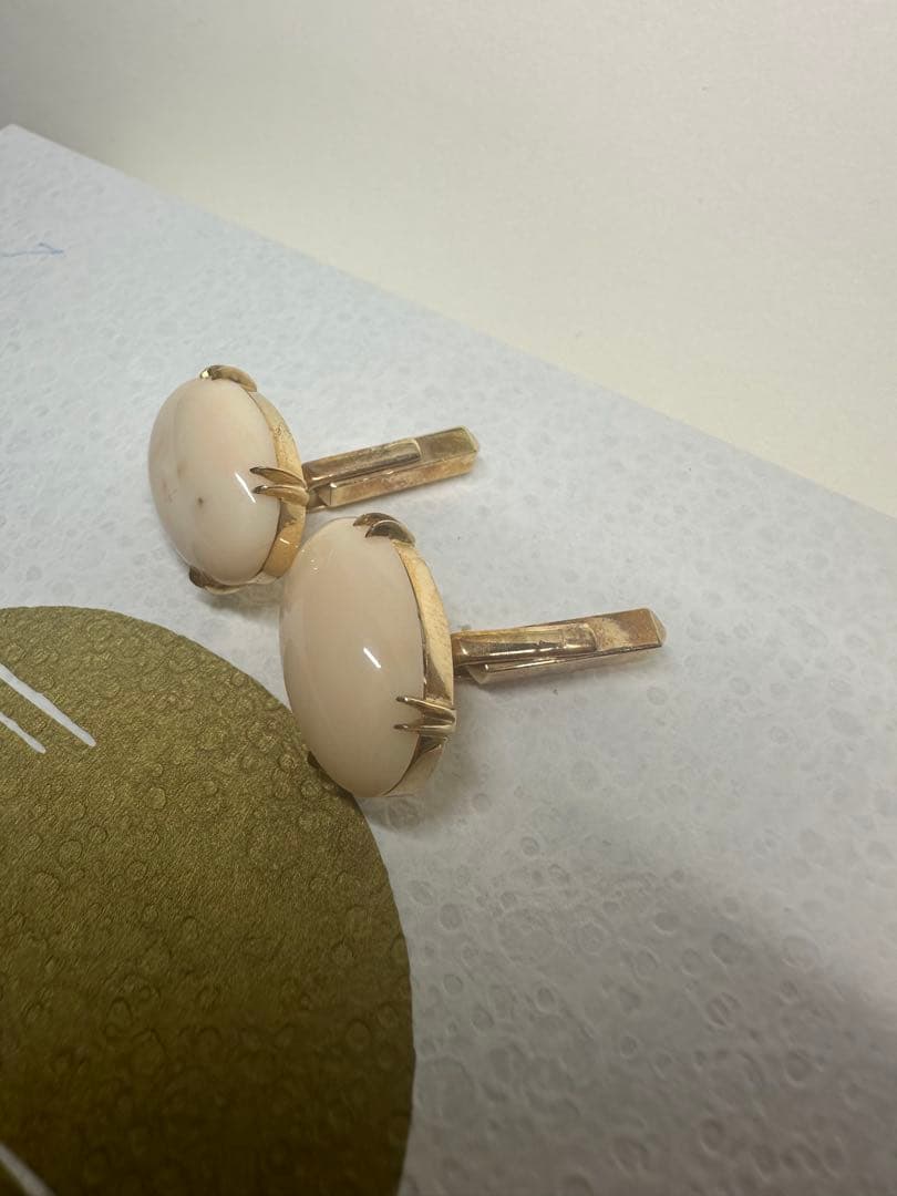 K18 桃珊瑚カフリンクス